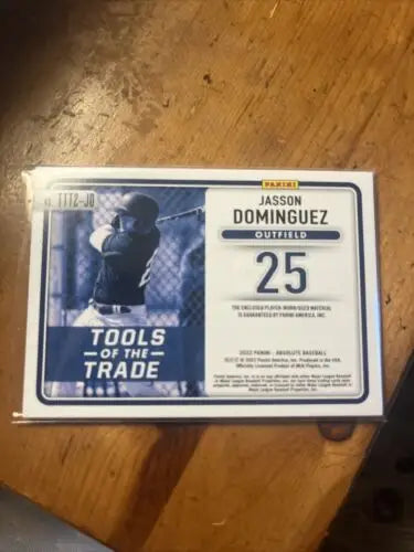 2022 Panini Absolute Jasson Dominguez Dual Patch #29/99 Tools Of The Trade card