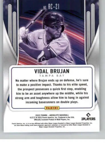 2022 Panini Absolute Rookie Class Vidal Brujan Baseball Card with original gloss finish