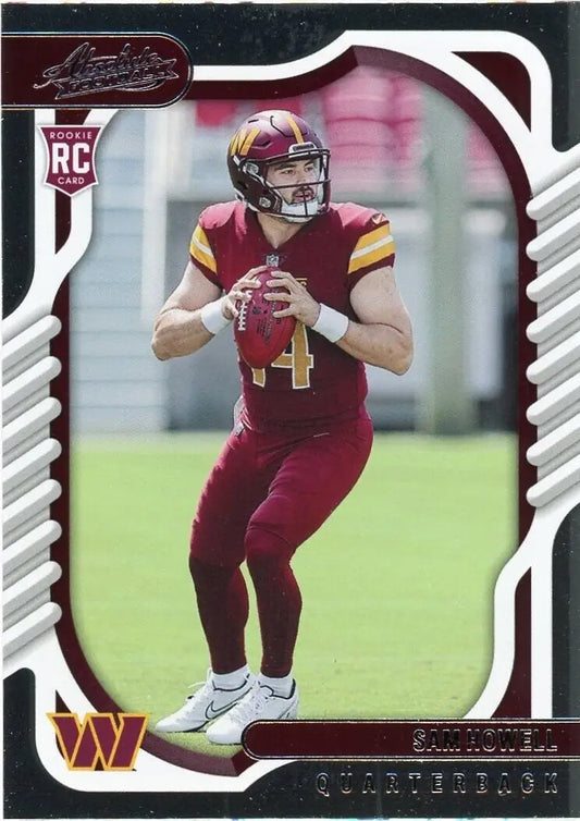 Sam Howell rookie card from 2022 Panini Absolute Washington Commanders NFL #105