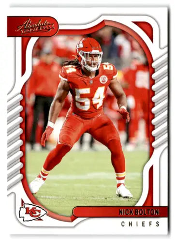 2022 Panini Absolute Yellow #39 Nick Bolton football card with original gloss for Chiefs fans