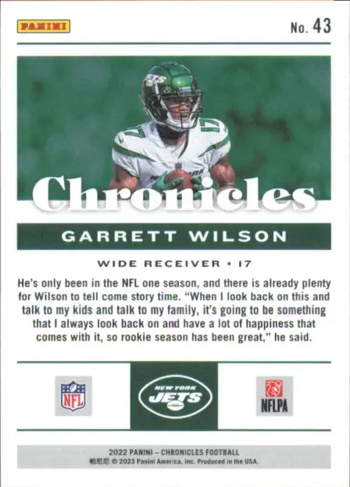 2022 Panini Chronicles #43 Garrett Wilson Rookie New York Jets Football NM-MT