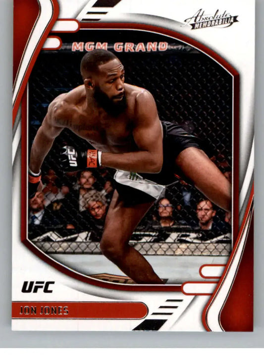 UFC fighter Jon Jones in fighting stance inside the octagon on Panini Chronicles UFC card