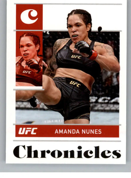 Amanda Nunes throwing a punch on 2022 Panini Chronicles UFC #49 trading card