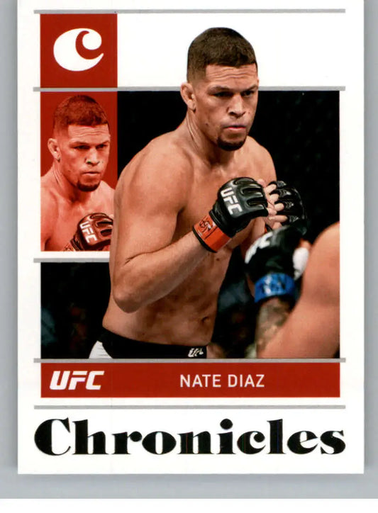 2022 Panini Chronicles UFC #9 Nate Diaz trading card in fighting stance