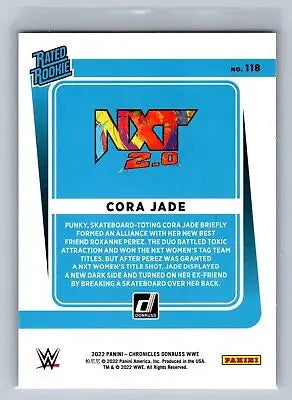 Cora Jade wrestling card from 2022 Panini Chronicles WWE #118 collectible series