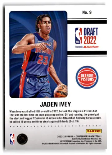 2022 Panini Contenders Draft Class Jaden Ivey basketball card with original gloss finish