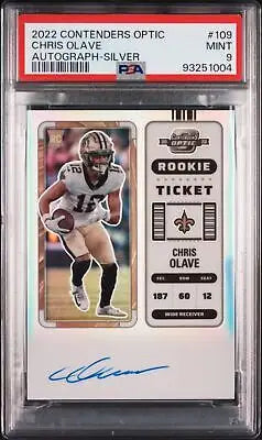 Graded 2022 Panini Contenders Optic Chris Olave Autograph Card PSA 9 Silver