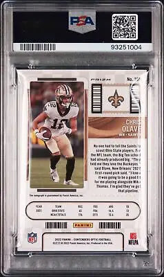 Graded 2022 Panini Contenders Optic Chris Olave Autograph Silver Football PSA 9 card