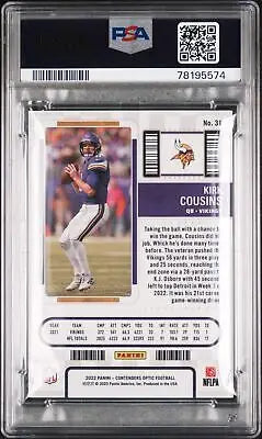 Encased 2022 Panini Contenders Optic Kirk Cousins #31 Football PSA 8 card for collectors