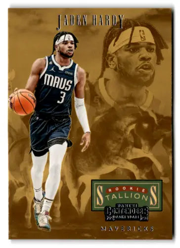 Basketball trading card of Jaden Hardy, Panini Contenders Rookie Stallions with original gloss