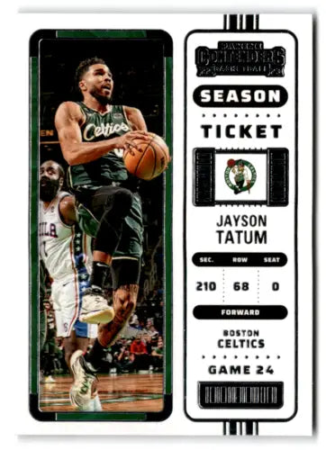 Basketball trading card of Jayson Tatum from Panini Contenders Season Ticket design