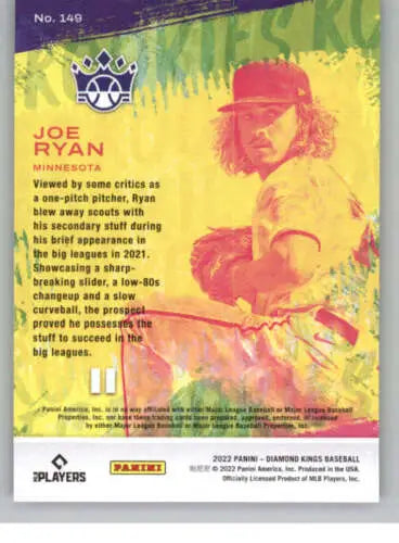 Joe Ryan baseball card from 2022 Panini Diamond Kings with original gloss NM-MT RC