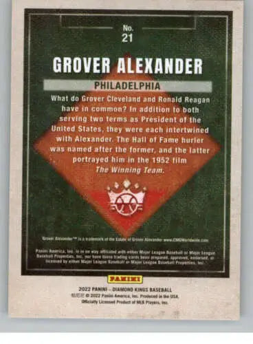 2022 Panini Diamond Kings #21 Grover Alexander Baseball Card with original gloss NM-MT