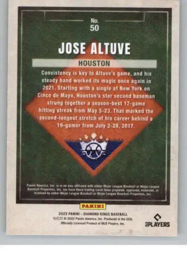 Jose Altuve baseball card from Panini Diamond Kings #50 with original gloss finish