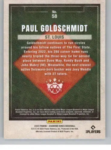 2022 Panini Diamond Kings #58 Paul Goldschmidt baseball card with original gloss finish