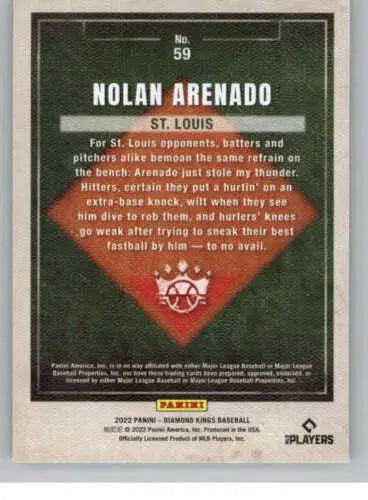 2022 Panini Diamond Kings #59 Nolan Arenado baseball card with original gloss NM-MT