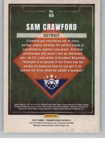 Sam Crawford baseball card from 2022 Panini Diamond Kings original gloss collection