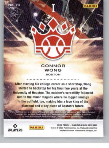 Baseball trading card of Connor Wong from Panini Diamond Kings, original gloss finish