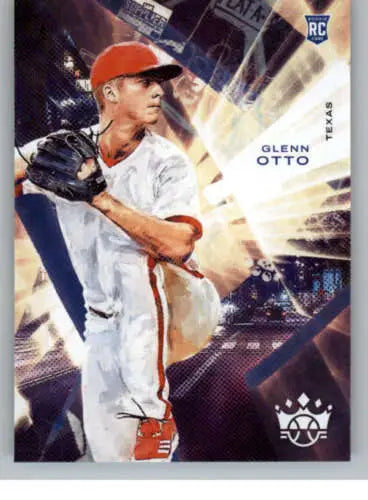 Baseball card featuring a pitcher in white uniform, Panini Diamond Kings Glenn Otto Rookie