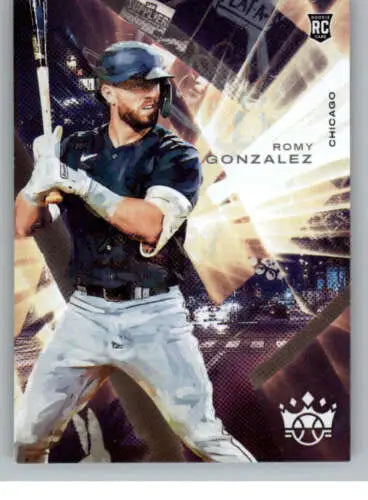 Baseball trading card of Romy Gonzalez in batting stance from Panini Diamond Kings