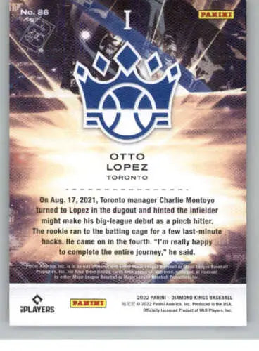 Basketball-themed crown logo in blue and white for Panini Diamond Kings Otto Lopez card