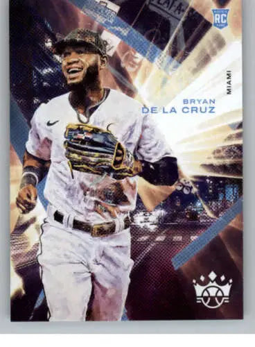 Baseball player Bryan De La Cruz in white uniform with glove from Panini Diamond Kings