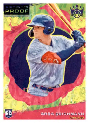 Baseball trading card of left-handed batter Greg Deichmann in Panini Diamond Kings design