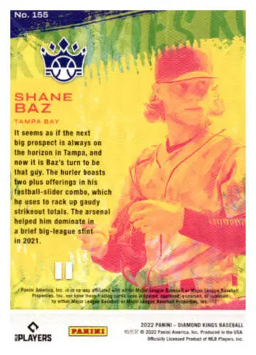 Baseball trading card of Shane Baz featuring Panini Diamond Kings Artist Proof design