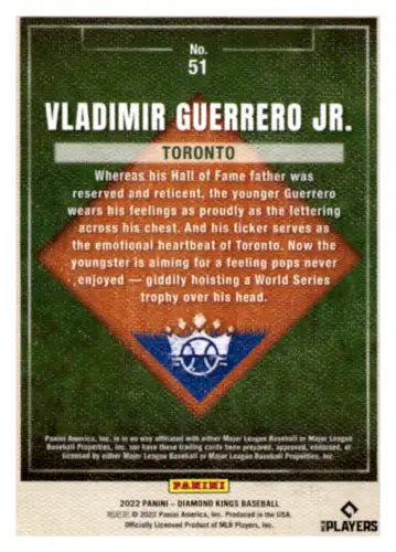 2022 Panini Diamond Kings Artist Proof Blue Vladimir Guerrero Jr. baseball trading card