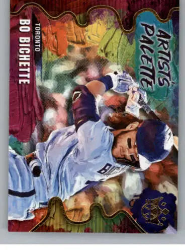 Baseball trading card of Bo Bichette in white uniform, Panini Diamond Kings original gloss