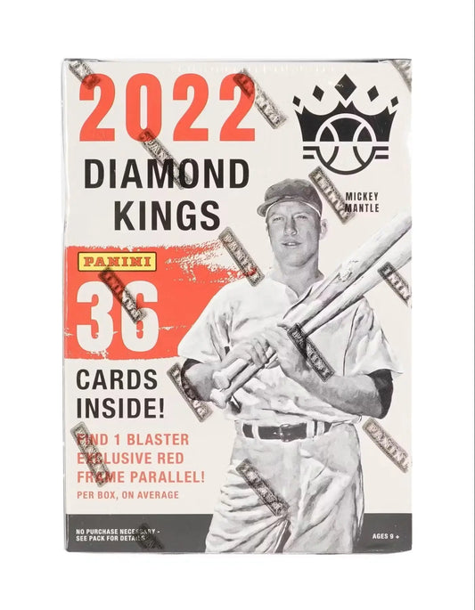 2022 Panini Diamond Kings Baseball Blaster Box with black and white player photo