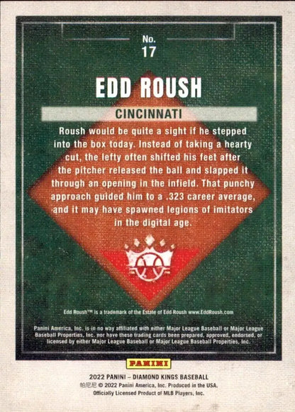 Edd Roush baseball card from 2022 Panini Diamond Kings Cincinnati Reds #17 Base NM