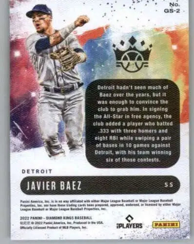 Javier Baez 2022 Panini Diamond Kings Gallery of Stars baseball card original gloss