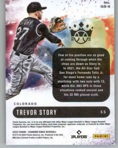 Trevor Story baseball card from 2022 Panini Diamond Kings Gallery of Stars original gloss