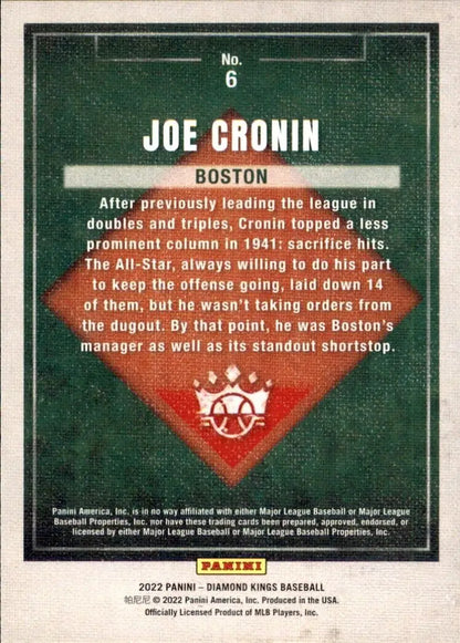 Joe Cronin baseball card from Panini Diamond Kings Boston Red Sox MLB collection