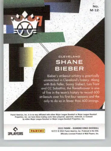 Basketball trading card of Shane Bieber from Panini Diamond Kings Maestros series