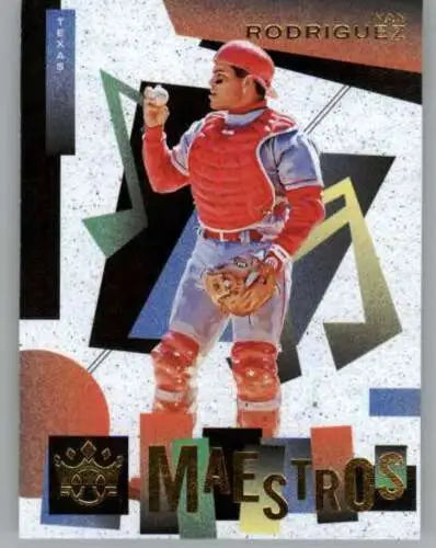 Baseball card of Ivan Rodriguez from 2022 Panini Diamond Kings Maestros series