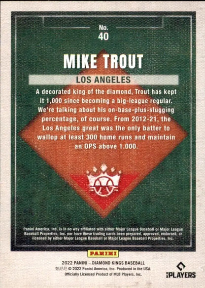 2022 Panini Diamond Kings Mike Trout LA Angels baseball card #40 for collectors