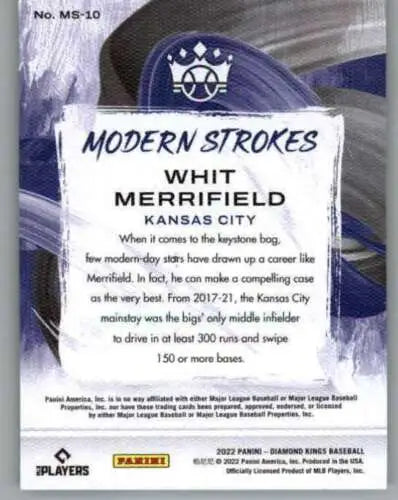 Whit Merrifield baseball card from 2022 Panini Diamond Kings Modern Strokes, NM-MT condition