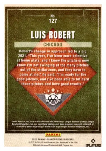 Luis Robert 2022 Panini Diamond Kings Red Frame baseball card with original gloss