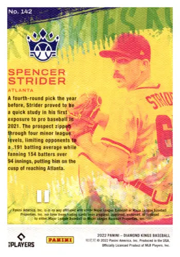 2022 Panini Diamond Kings Red Frame #142 Spencer Strider baseball card with original gloss