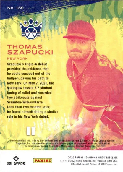 2022 Panini Diamond Kings Thomas Szapucki Rookie Tier 2 New York Mets Baseball Card