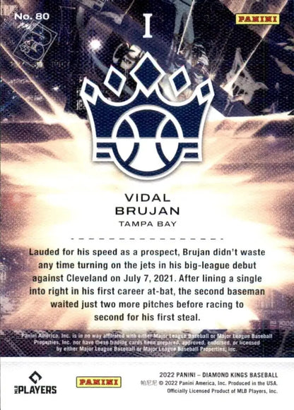 Back of 2022 Panini Diamond Kings Vidal Brujan Rookie Tier 1 Baseball card