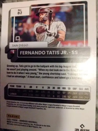 Fernando Tatis Jr. Trading Card - 2022 Panini Donruss #82 San Diego Padres