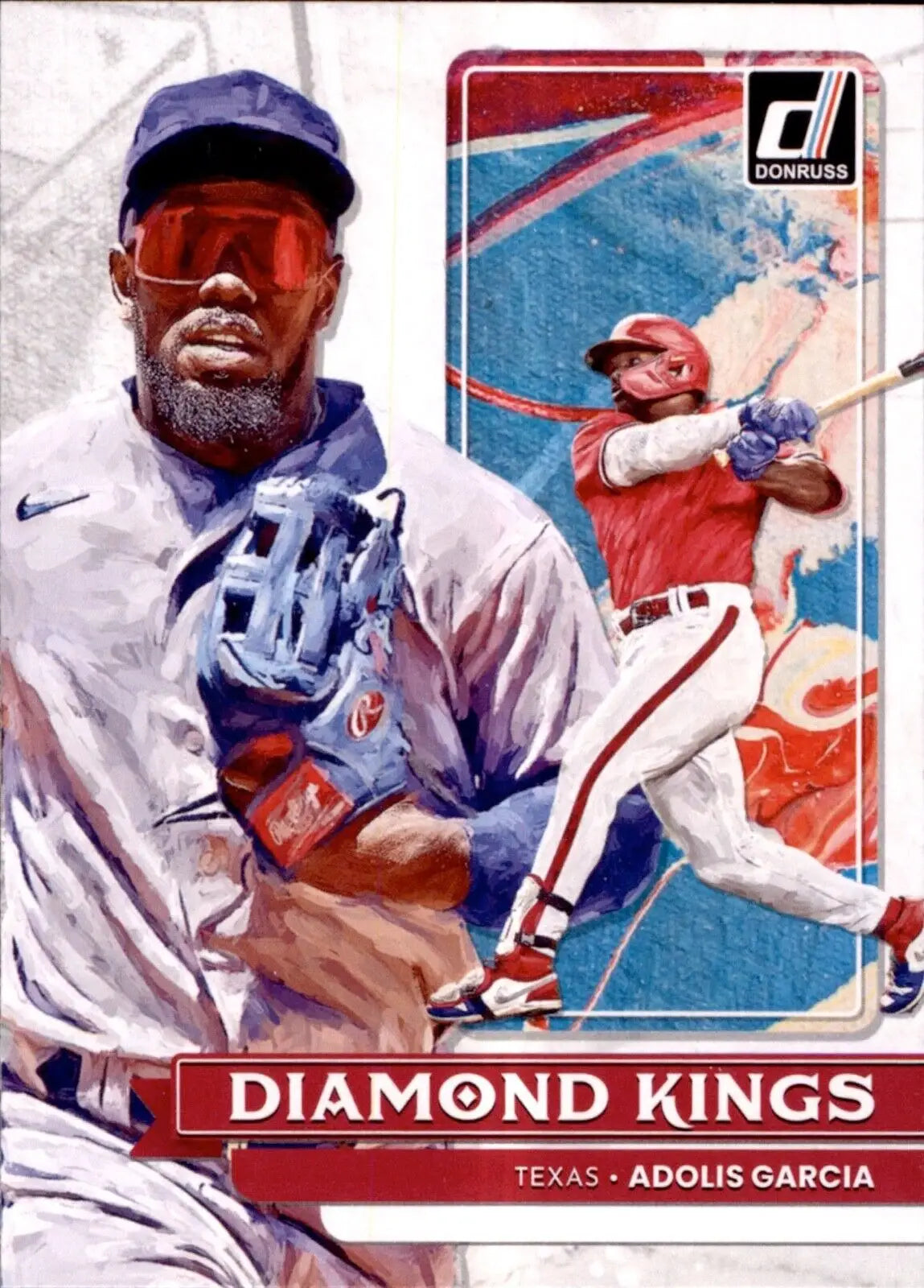 Adolis Garcia Diamond Kings baseball card from 2022 Panini Donruss Texas Rangers