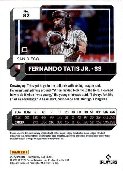 Fernando Tatis Jr. baseball card from 2022 Panini Donruss San Diego Padres series