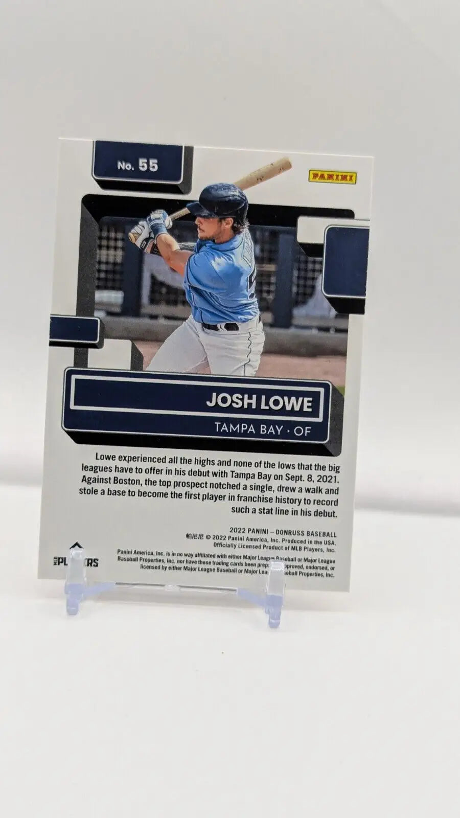 Josh Lowe 2022 Panini Donruss Red Holo Foil RC #55 Tampa Bay Rays baseball card