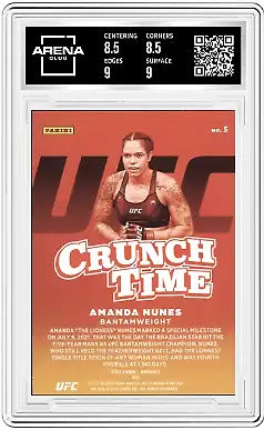 Graded Amanda Nunes UFC trading card from 2022 Panini Donruss Crunch Time set