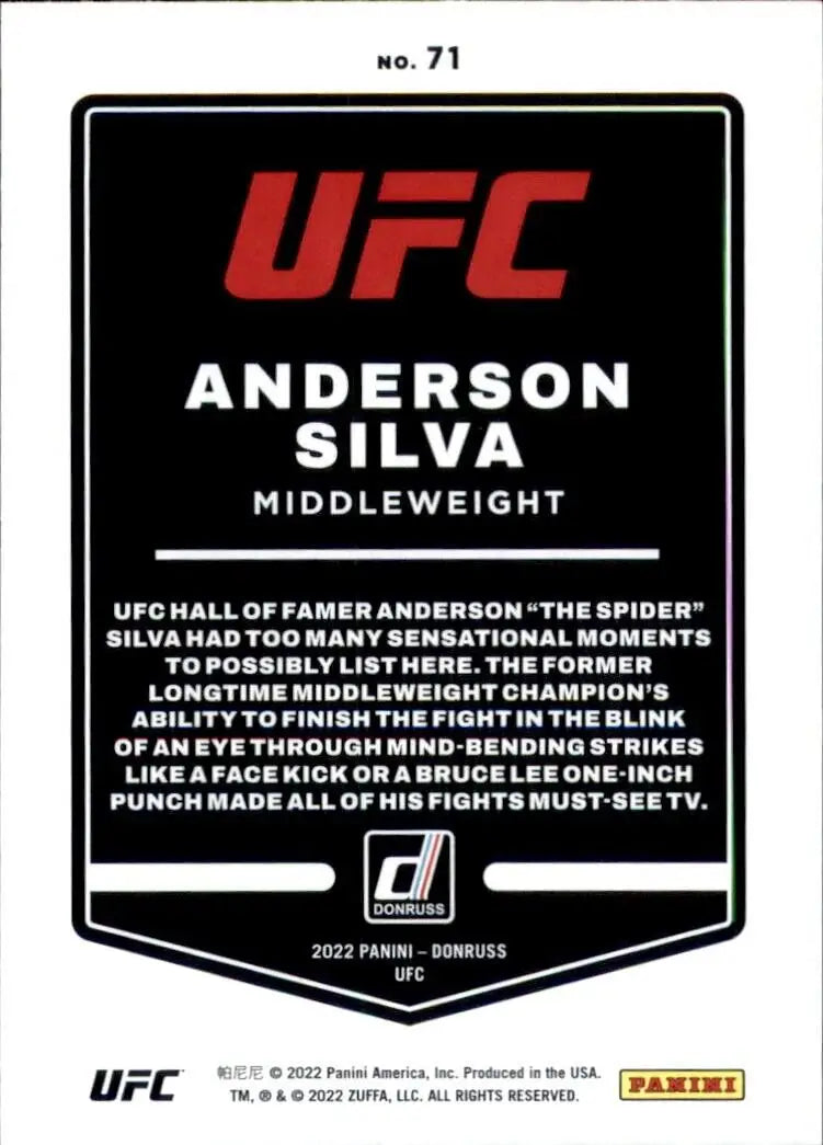 Anderson Silva UFC trading card from 2022 Panini Donruss UFC set, card #71