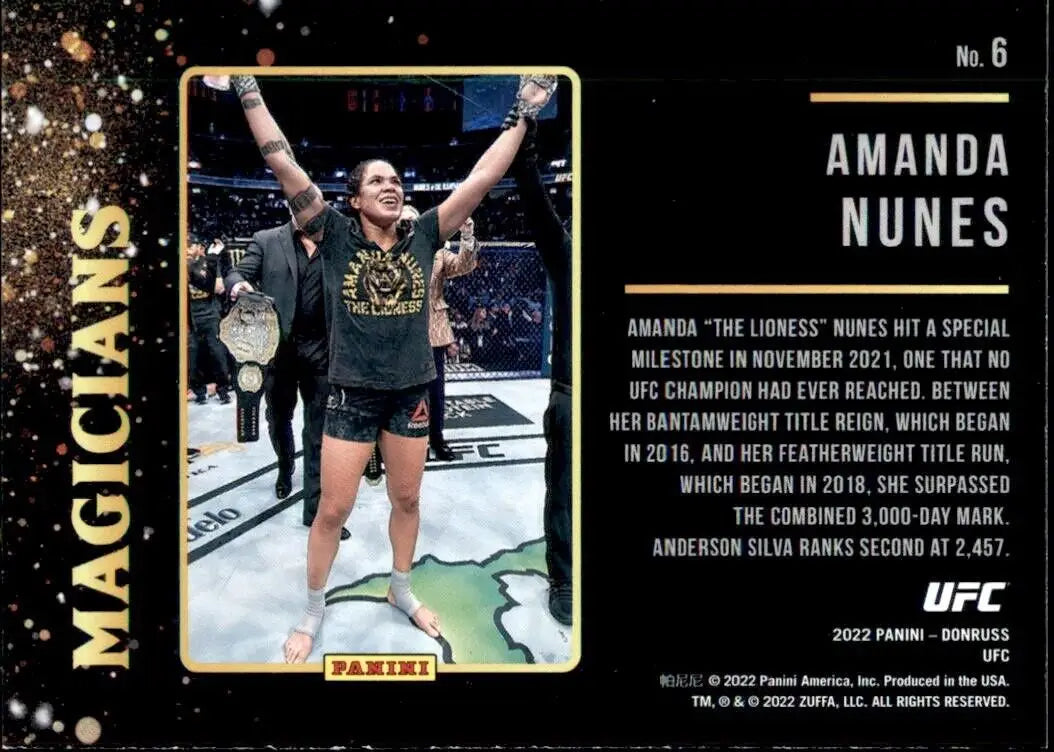 Amanda Nunes 2022 Donruss UFC Magicians Orange Laser Trading Card #6 NM